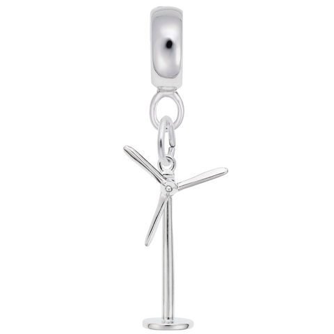 Power Wind Mill Charm Dangle Bead In Sterling Silver