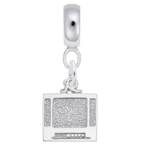 Flatscreen Tv Charm Dangle Bead In Sterling Silver