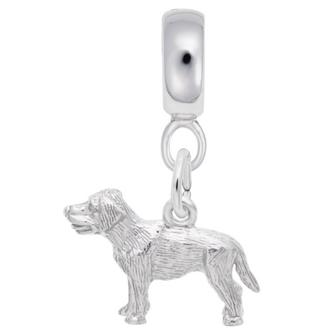 Labrador Dog Charm Dangle Bead In Sterling Silver