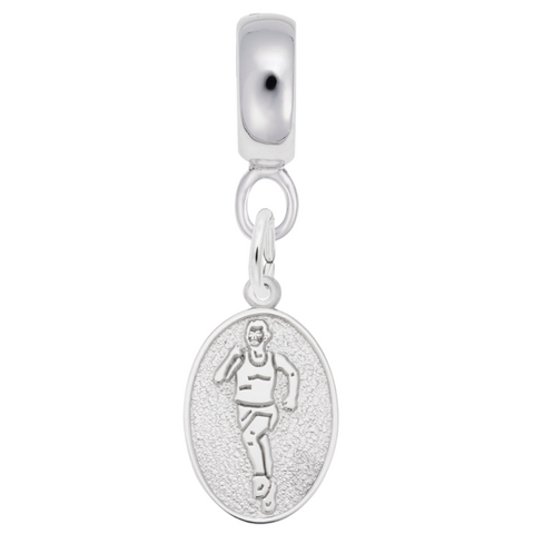 Female Runner Charm Dangle Bead In Sterling Silver