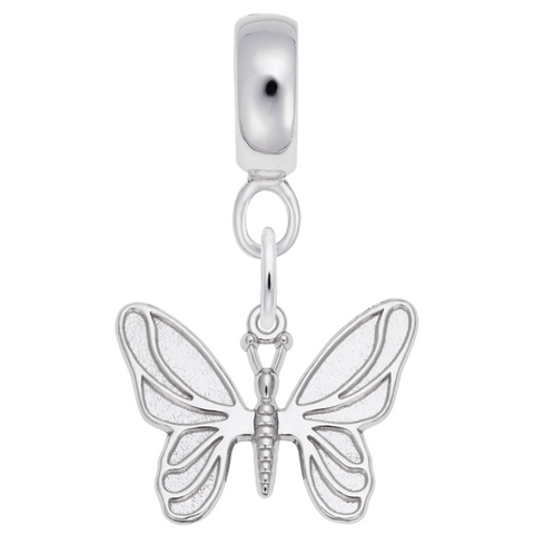 Butterfly Charm Dangle Bead In Sterling Silver