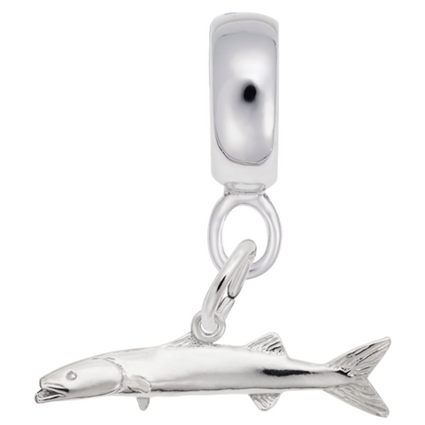 Barracuda Fish Charm Dangle Bead In Sterling Silver