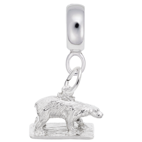 Polar Bear Charm Dangle Bead In Sterling Silver