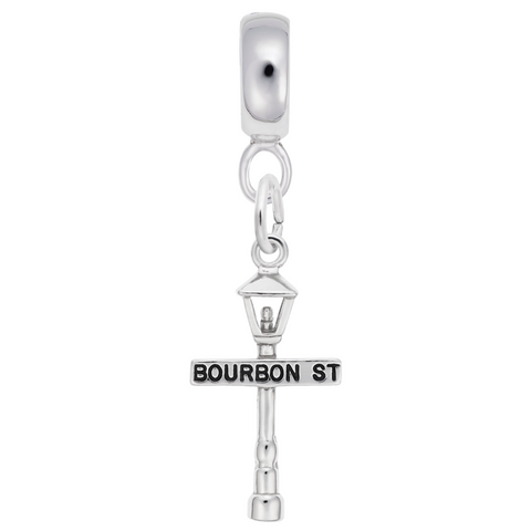 Bourbon St Lamp Post Charm Dangle Bead In Sterling Silver