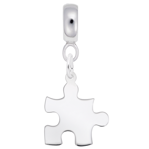 Puzzle Piece Charm Dangle Bead In Sterling Silver