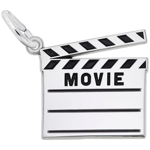 Movie Clap Board Charm In 14K White Gold