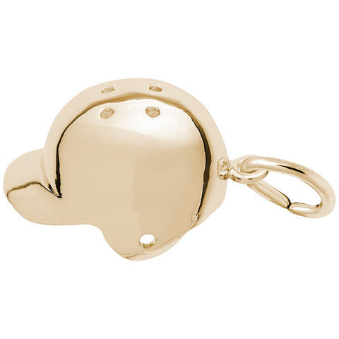 Baseball Helmet Charm In Yellow Gold