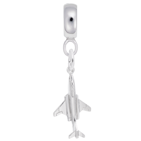 Airplane Charm Dangle Bead In Sterling Silver