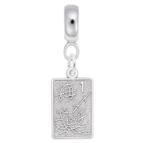 Mahjong Tile Charm Dangle Bead In Sterling Silver