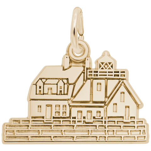 Rockland Me. Lighthouse Charm in Yellow Gold Plated