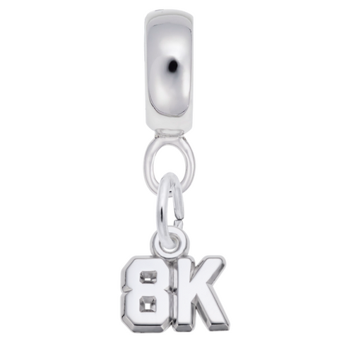 8K Race Charm Dangle Bead In Sterling Silver