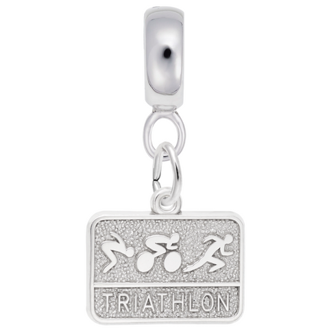 Triathlon Charm Dangle Bead In Sterling Silver