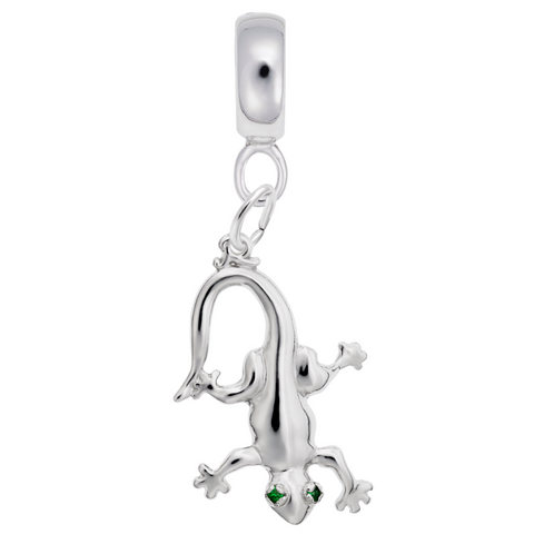 Gecko Charm Dangle Bead In Sterling Silver