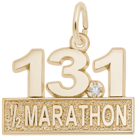 Marathon 13.1 with White Spinel Charm In Yellow Gold