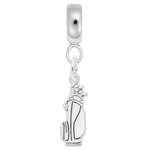 Golf Bag Charm Dangle Bead In Sterling Silver