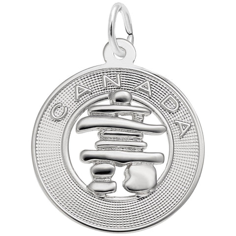 Canada Inukshuk Charm In 14K White Gold