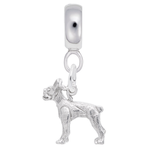 Boston Terrier Charm Dangle Bead In Sterling Silver