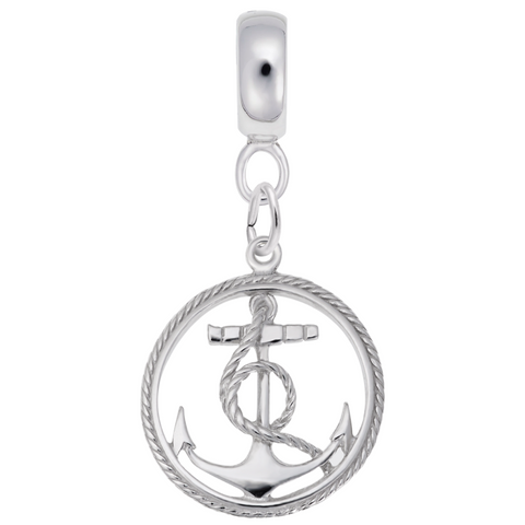 Anchor Charm Dangle Bead In Sterling Silver