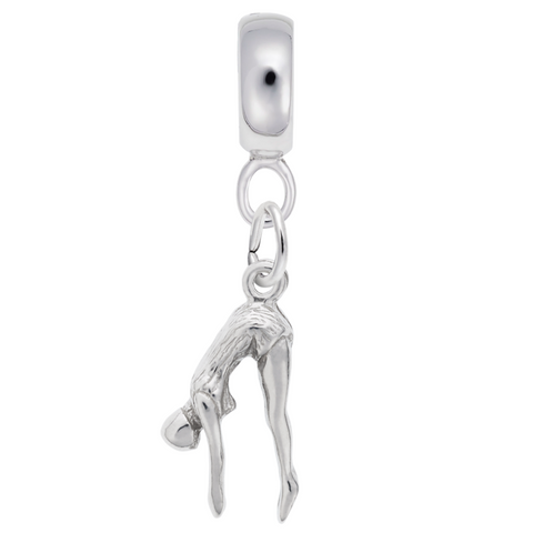 Diver Charm Dangle Bead In Sterling Silver