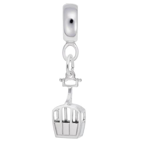 Skiing Gondola Charm Dangle Bead In Sterling Silver