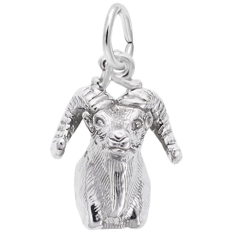 Sheep Head Charm In 14K White Gold