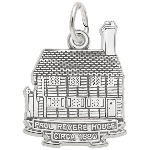 Paul Revere House Charm In 14K White Gold