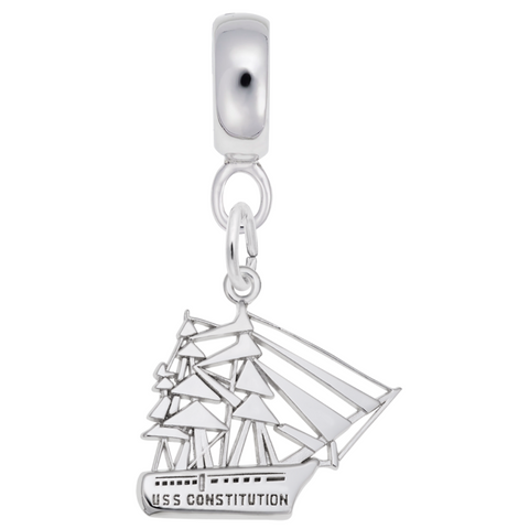 Uss Constitution Charm Dangle Bead In Sterling Silver