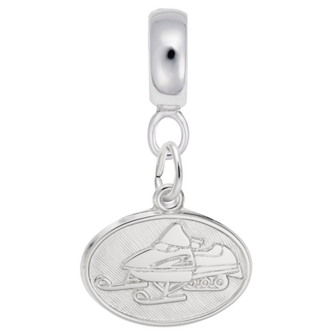 Snowmobile Charm Dangle Bead In Sterling Silver