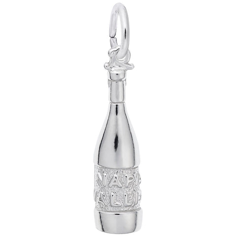 Napa Valley Wine Bottle Charm In 14K White Gold