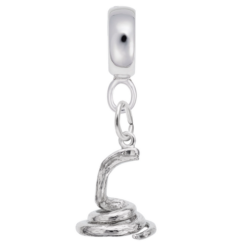 Cobra Charm Dangle Bead In Sterling Silver