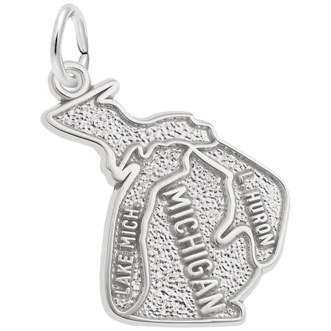 Michigan Charm In 14K White Gold