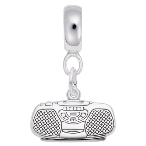 Boom Box Charm Dangle Bead In Sterling Silver