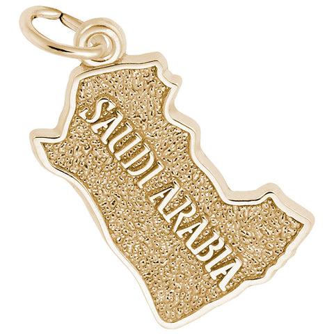 Saudi Arabia Map Charm in Yellow Gold Plated