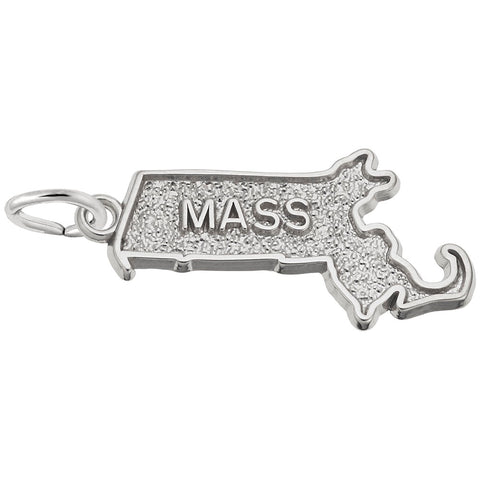 Massachusetts Charm In 14K White Gold