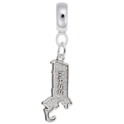 Massachusetts Charm Dangle Bead In Sterling Silver