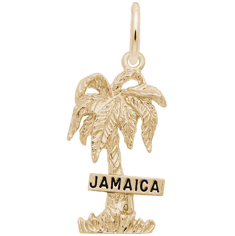 Jamaica Palm W/Sign Charm in Yellow Gold Plated