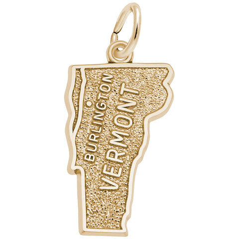 Burlington, Vermont Charm in Yellow Gold Plated