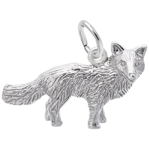 Fox Charm In 14K White Gold