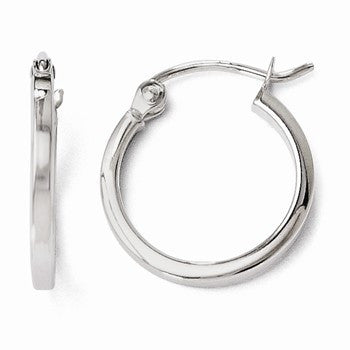 14k White Gold Polished Hoop Earrings