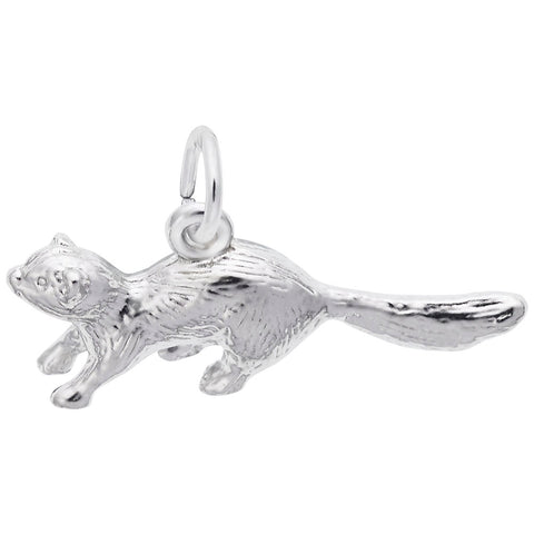 Ferret Charm In 14K White Gold