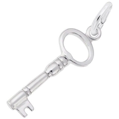 Skeleton Key Charm In 14K White Gold