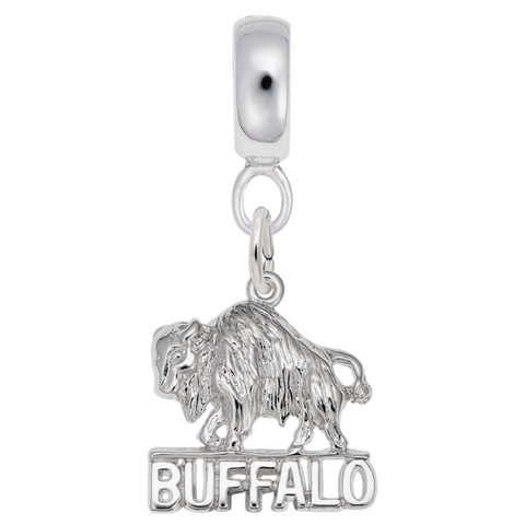 Buffalo Charm Dangle Bead In Sterling Silver