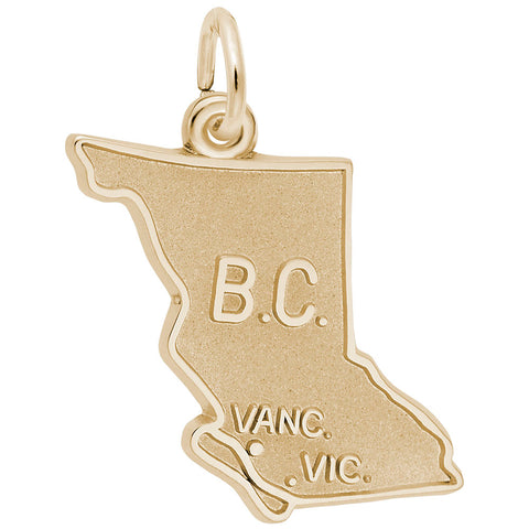 British Columbia Map Charm In Yellow Gold