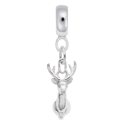 Deerhead Charm Dangle Bead In Sterling Silver