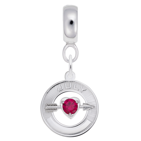 July Birthstone Charm Dangle Bead In Sterling Silver