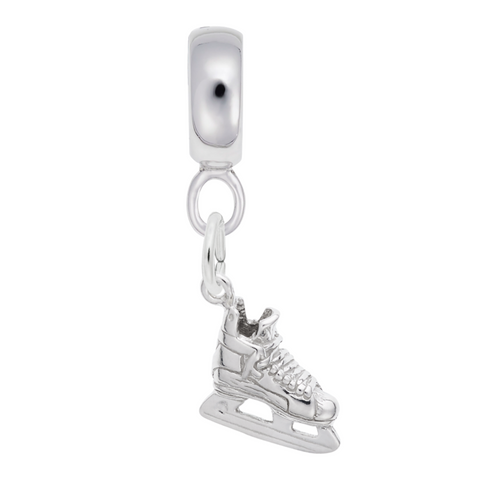 Hockey Skate Charm Dangle Bead In Sterling Silver