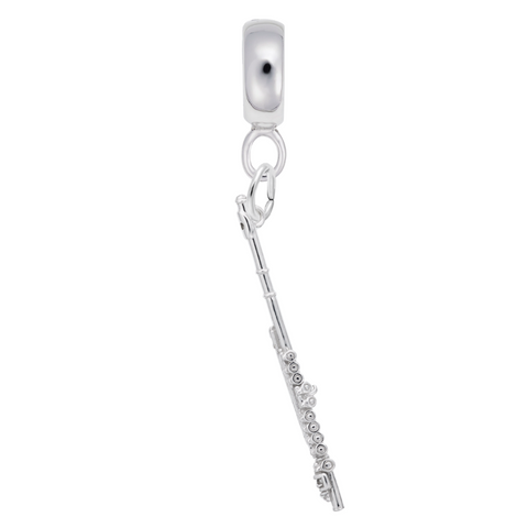 Flute Charm Dangle Bead In Sterling Silver