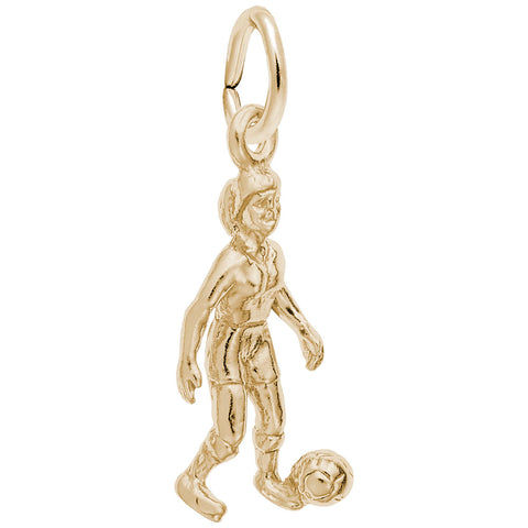 Female Soccer Charm In Yellow Gold