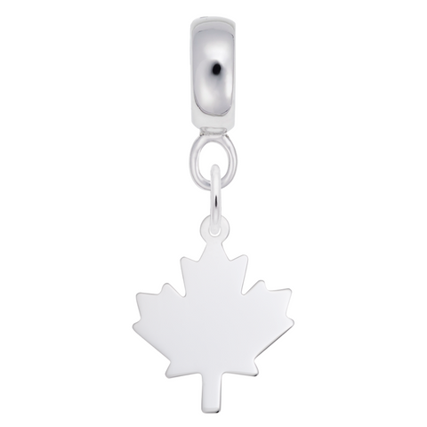 Maple Leaf Charm Dangle Bead In Sterling Silver