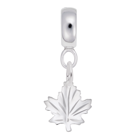 Maple Leaf Charm Dangle Bead In Sterling Silver